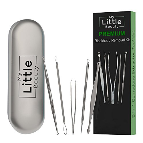 Blackhead Remover Kit - MY LITTLE BEAUTY - Comedone Extractor Tool Set - Remove Blackheads, Comedones and Whiteheads