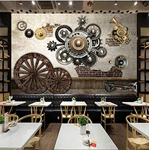 Mural De Foto Personalizado - Instrumento Musical De Engranajes De Metal - Papel Tapiz Autoadhesivo Panorama 3D Mural De Pared Papel Tapiz Efecto 3D Póster De Pared Para Sala D 300(ancho)x210(alto) cm