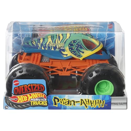 Hot Wheels Monster Trucks Vehículo de Juguete Piraña 1:24 para niños de 3 años en adelante