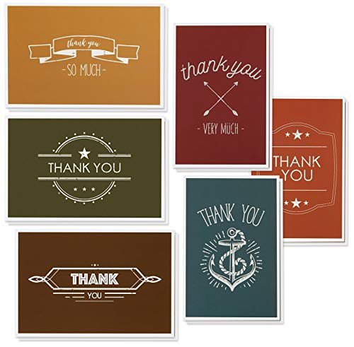 Thank You Cards - 48-Count Thank You Notes, Bulk Thank You Cards Set - Blank on the Inside, Contemporary and Modern Font Style - Includes Thank You Cards and Envelopes, 4 x 6 Inches
