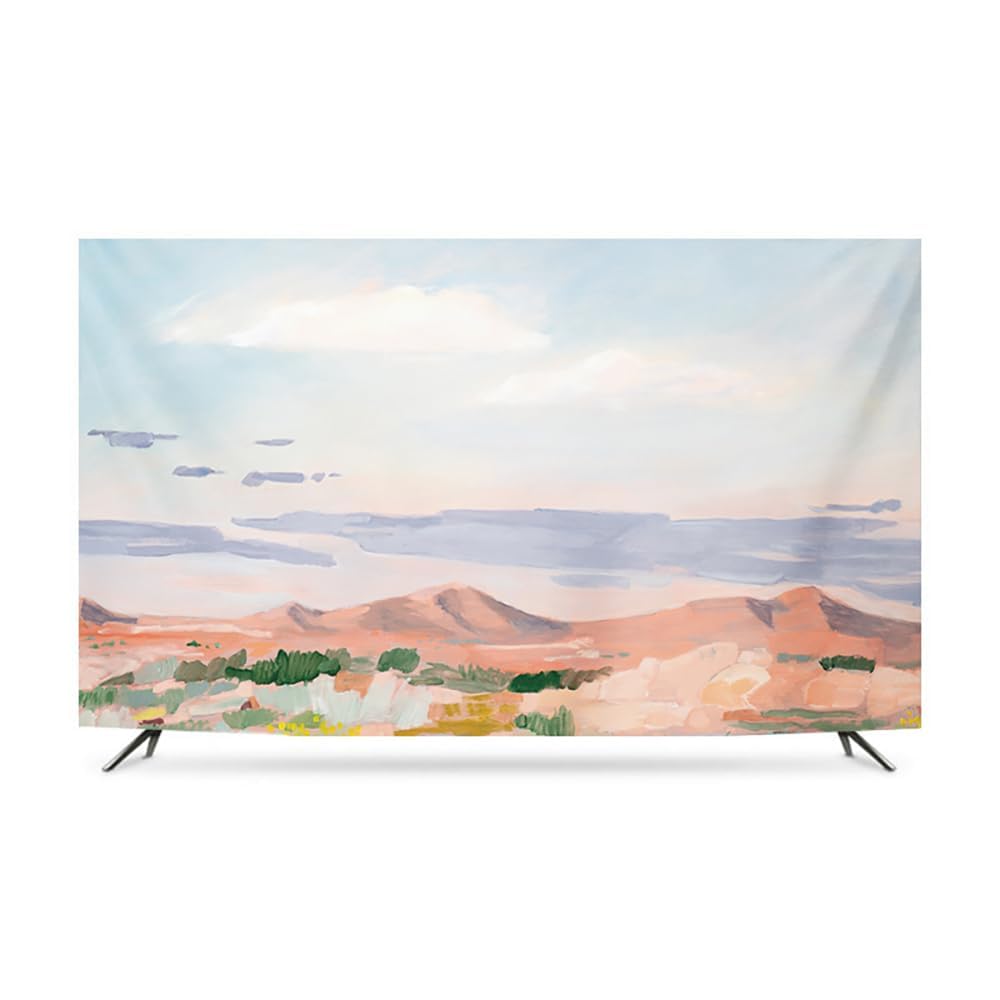 Osłona telewizora, 32-80 cali rozciągliwa tkanina Wschód słońca Zachód Dekoracyjna folia ochronna na wyświetlacz do ekranów komputerowych/LED(Sunrise5,49-52inch)