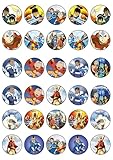 30 x Edible Cupcake Toppers Themed of cartoon anime Collection of Edible Cake Decorations | Uncut Edible on Wafer Sheet