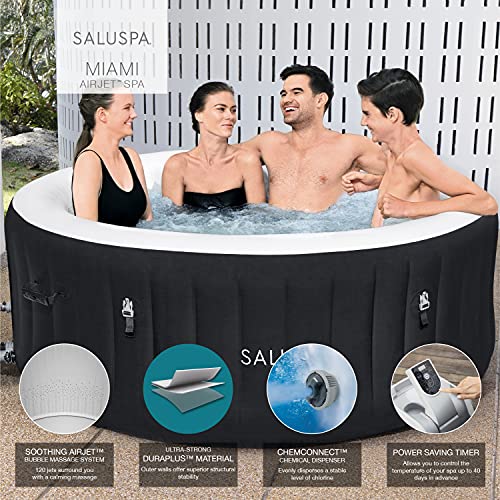 Bestway SaluSpa Miami Inflatable Hot Tub, 4Person AirJet Spa & Clorox