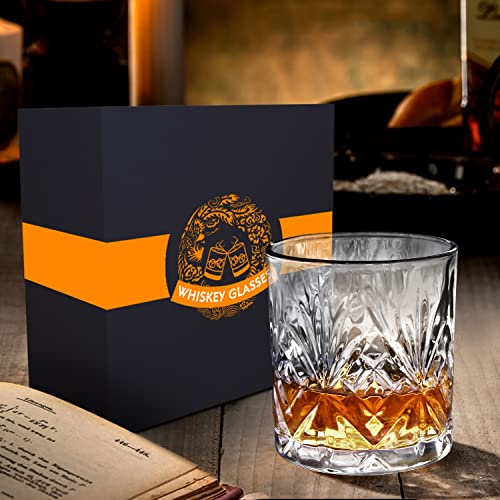 Rosoenvi Whiskey Glass Set Of 4, Old Fashioned Glasses With Gift Box, 10Oz Rocks Glasses Barware For Whiskey, Bourbon, Scotch And Liquor Drinks, Gift For Men #TOP1