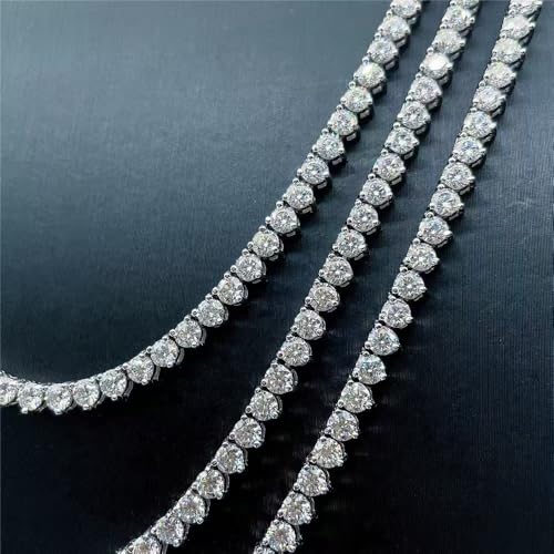 Tennis Necklaces for Women Men | 3 Prong 18K White/Yellow Gold Plated 4mm Round Cubic Zirconia Diamond Chains | Tennis Chain Necklace Size 16-18 inches4