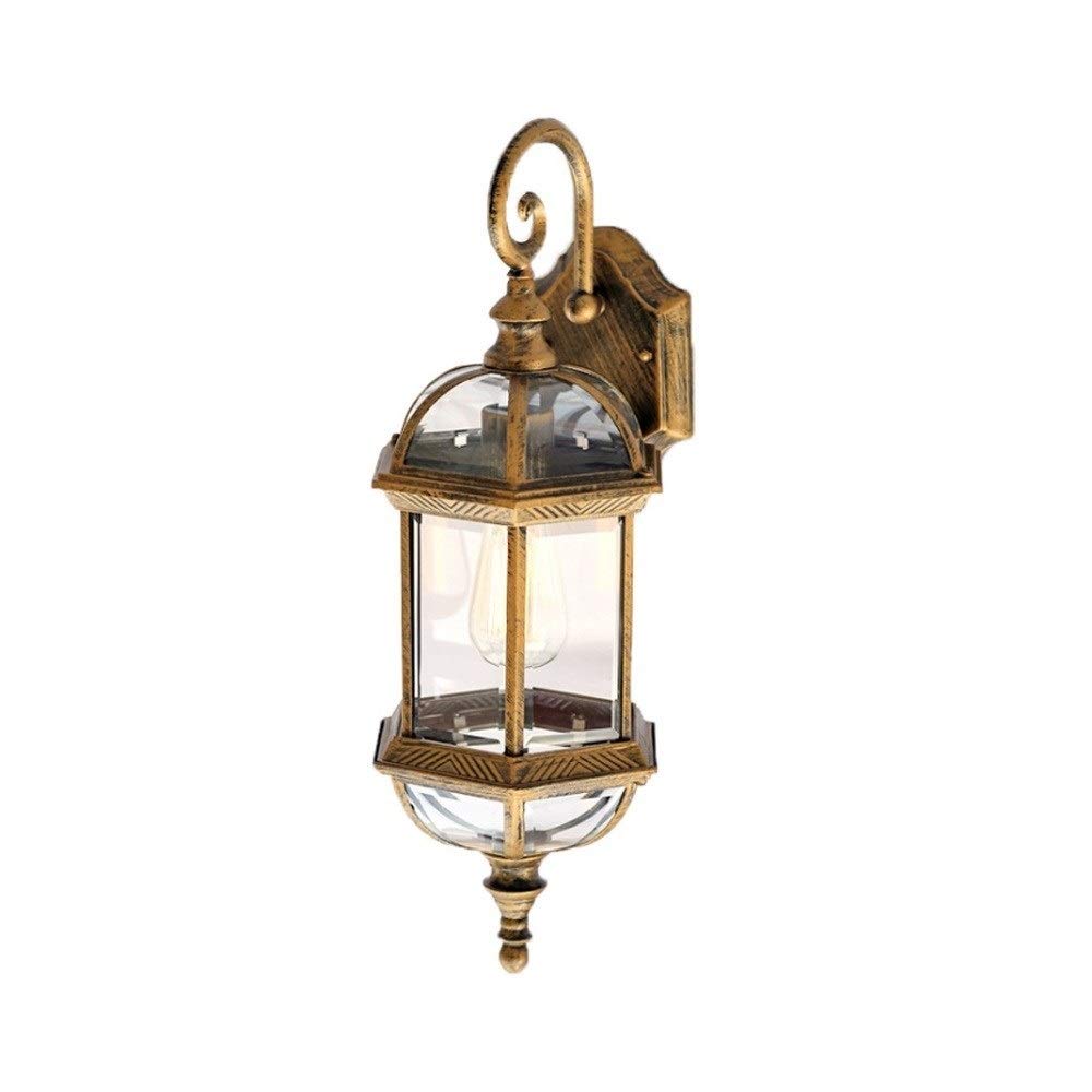 VDOQTLJT Outdoor Waterproof Single Head Gooseneck Wall Lamp Balcony Exterior Garden Creative Birdcage Bronze Finish Embedded Clear Glass Lantern Corridor Light Dusk Lighting Sconce E27
