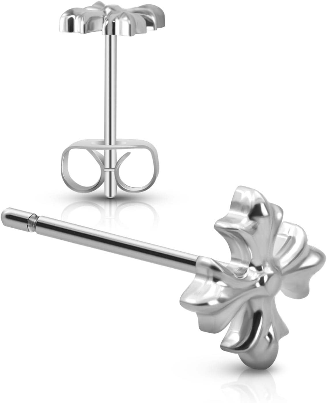 XUU Titanium Stud Earrings for Men & Women, Royal Emblems Collection, Minimalist 20G Push Back Hypoallergenic Piercing Jewelry, 10mm Post for Lobe & Cartilage (Pair) - Image 4