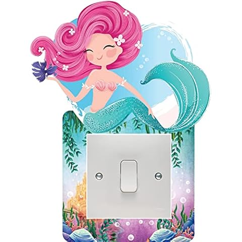 Mermaid Underwater World Light Switch Surround Art Vinyl Wall Sticker Children's Bedroom Cover