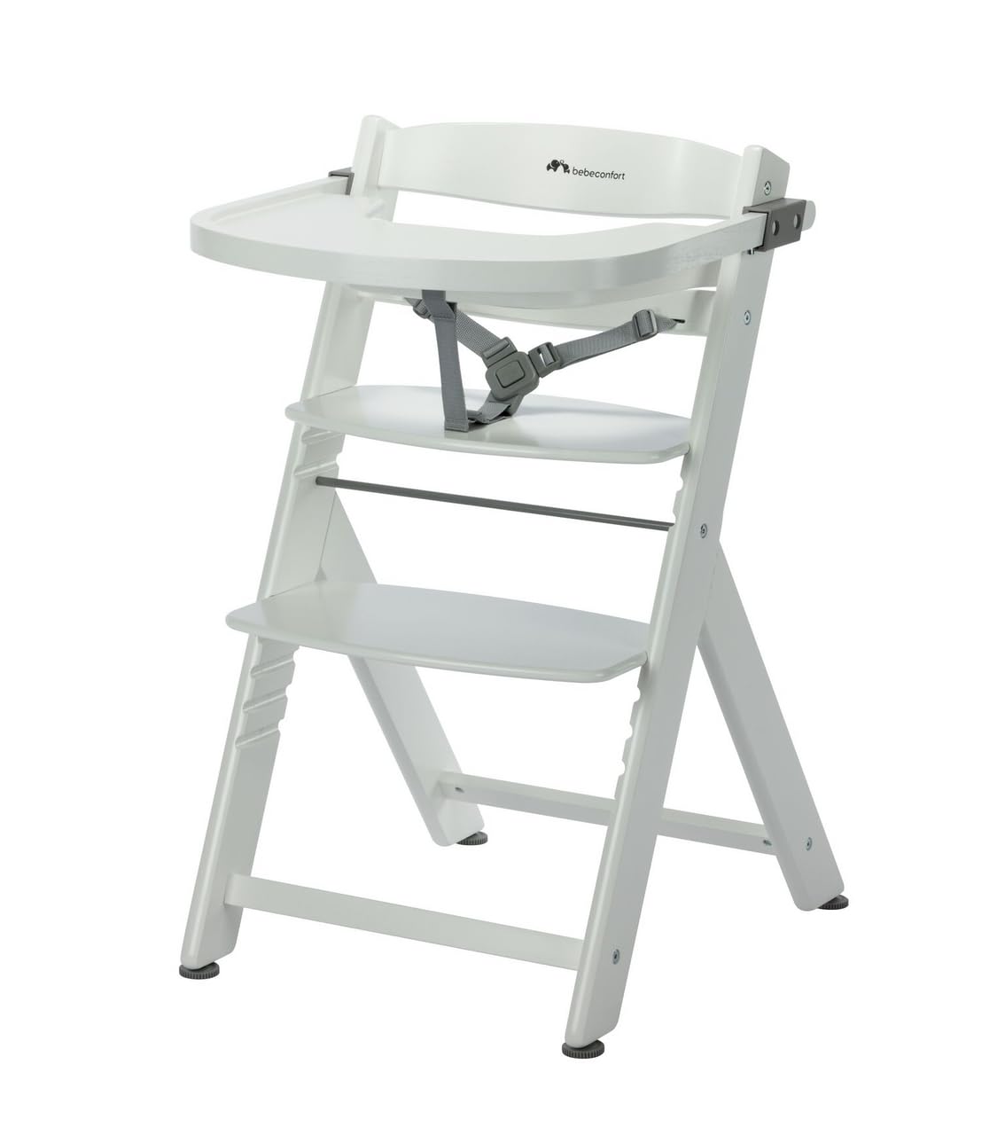 Bebeconfort Timba 2 Seggiolone Pappa Evolutivo in Legno, White | Seggiolone Bambini 6 Mesi+, max 110 Kg, con Vassoio Rimovibile, Seduta e Poggiapiedi Regolabili in Altezza, Facile da Pulire