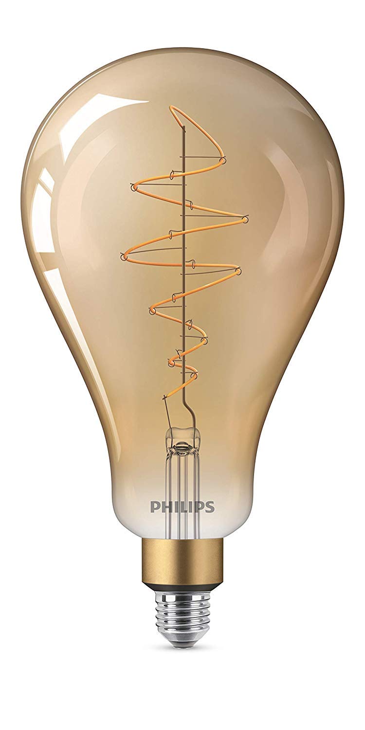 Philips Gold Led Giant A160 Dimmable A-Shape Light Bulb [E27 Edison Screw] 6.5W - 40W Equivalent, Flame 2000K