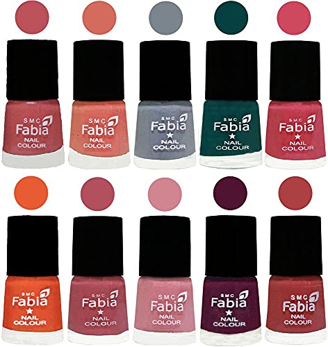 Image of ALL IN ONE (PACK OF 10), Long Lasting Glossy Nail Polish, 6 ml Each, All Vibrant Colours,02005
