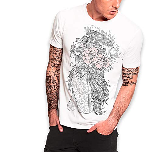VIENTO Katrina Camiseta para Hombre (L, Blanco)