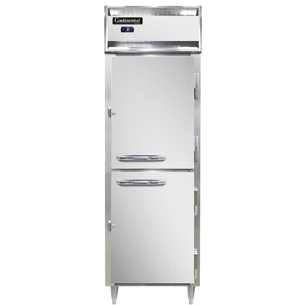 Continental Refrigerator DL1F-SS-PT-HD Designer Line Single Section Pass-Thru Freezer, Full Stainless & Half-Height Doors