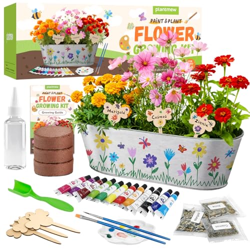 PLANTMEW Paint & Plant Flower Growing Kit for Kids - Fun Kids Gardening Set - Unique Birthday, Crafts & Arts, Gardening Gifts for Girls & Boys, Ages...