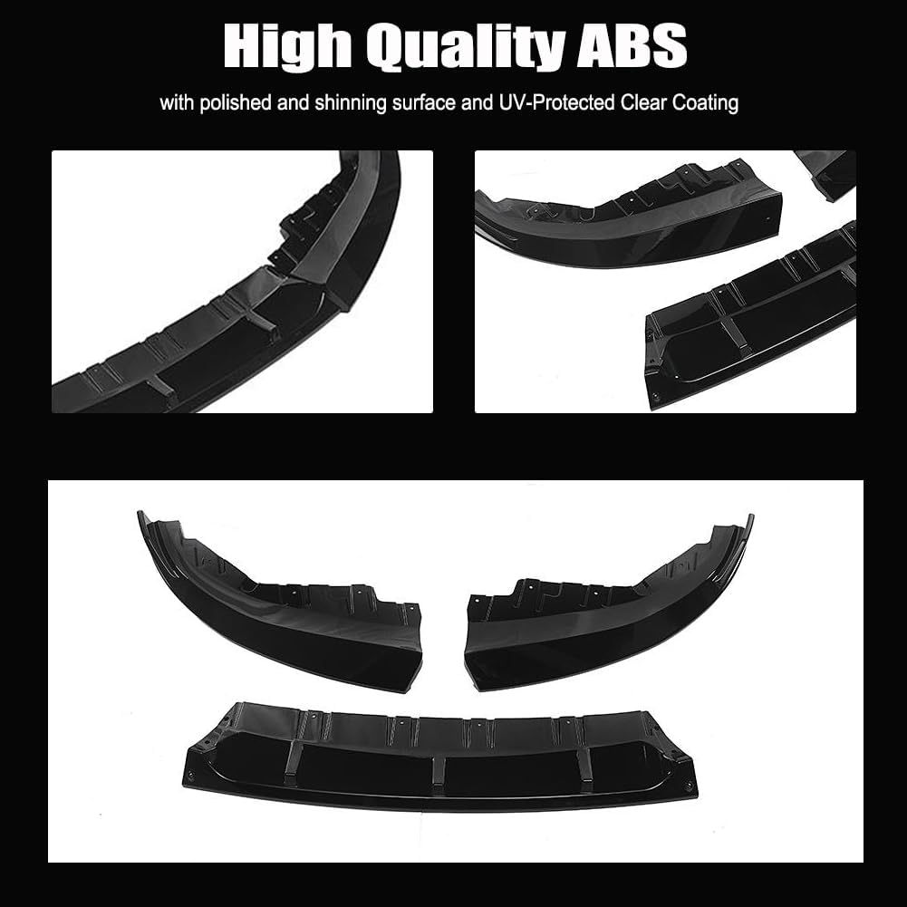 G26 Front Lip Compatible with BMW 4 Series G26 420i 430i 4-Door 2021-2024 ABS Gloss Black 3PCS Front Bumper Lip Splitter