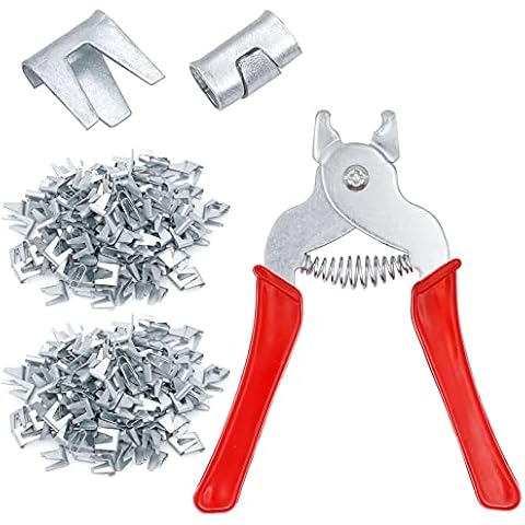 KHEARPSL 360pcs Large Wire Cage Clips and Wire Cage Buckle Clips Pliers Kit Cage Fastener Clips for Chicken Pet Rabbit Dog Cat Bird Cage Building Tool (Pliers & Clips) Cover