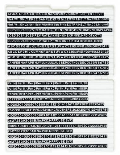 Image of ASPL 3MM Manual Batch Printing Stamp | Steel Body with Hard Rubber Font | for Batch No., MRP, MFG Date & EXP Date Marking | Suitable for 400g-1kg Products | Craft Use