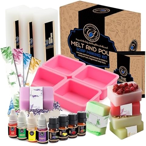CraftZee Soap Making Kit for Adults and Kids - Soap Making Supplies with Glycerin Soap Base, Silicone Molds, Fragrance Oils & More Melt and Pour Soap DIY Craft Kits Cover