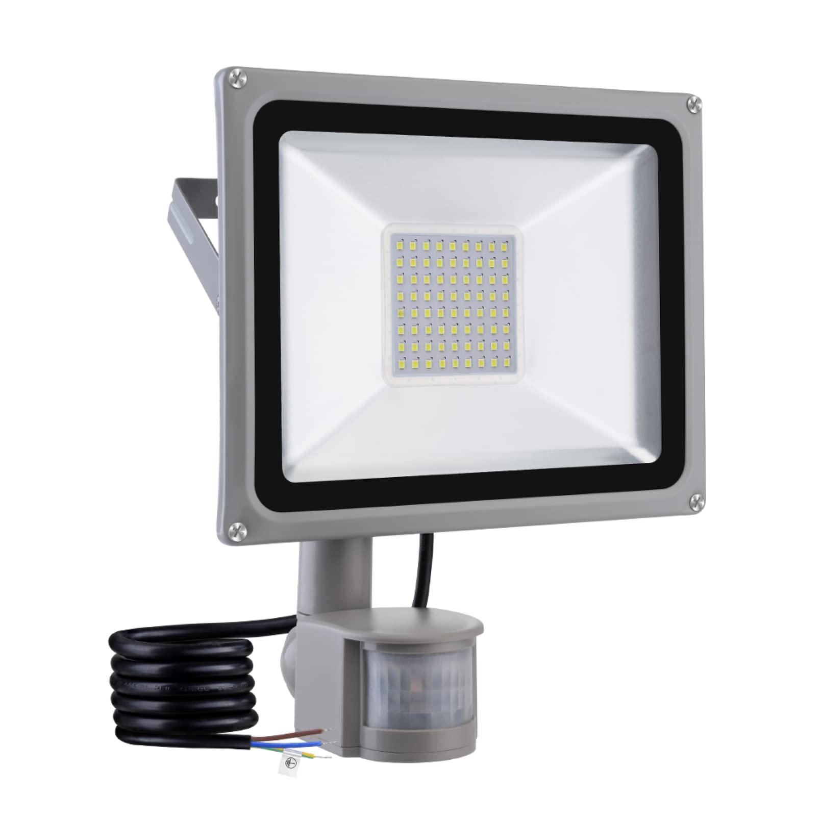 50W LED Floodlight PIR, 4000LM Outdoor LED Flood Light with Motion Sensor, IP65 Waterproof Smart Street Lighting 6500K Daylight White Security Lights for Backyard Garden Garage Yard