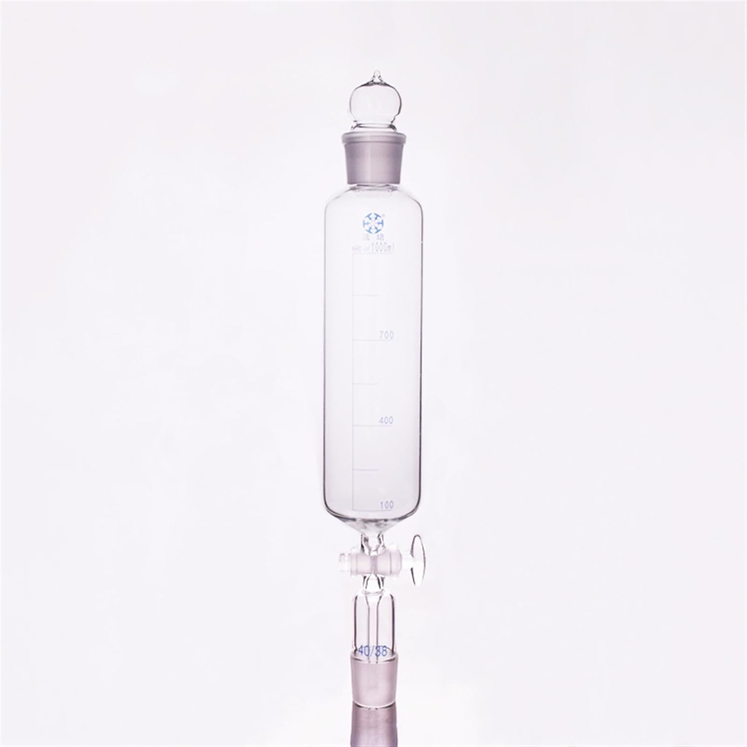 Lab Funnel Separatory Funnel Cylindrical Shape,Standard Ground Mouth.Capacity 1000ml,Joint 40/38+40/38,Glass Switch Valve