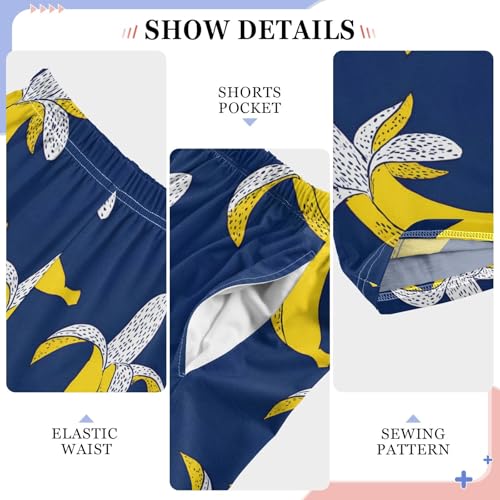 Hand Drawn Banana Pattern Cute Pajama Pants, Soft Sleepwear Lounge Pants Pajama Pj Bottoms for 6-14 Years4