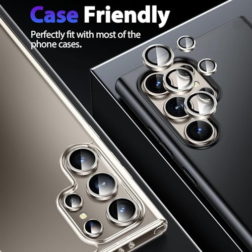 Image of Camera Lens Protector|for Galaxy S24 Ultra |Individual Lens Screen Protective| Scratch-Resistant | 9H Tempered Glass with Aluminum Alloy Ring | 1 Set /Titanium Grey