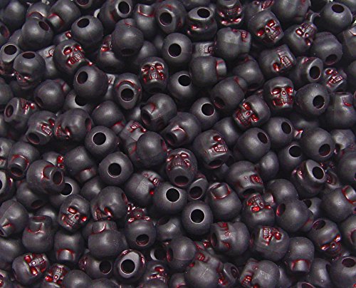 JOLLY STORE Crafts - Skull Beads for Jewelry Making, Easy-to-Use Edgy Design or Halloween Beads for Art, Craft Decorations & More, Crafted in The USA, Red Eye Black, 100 pcs (Pack of 1)