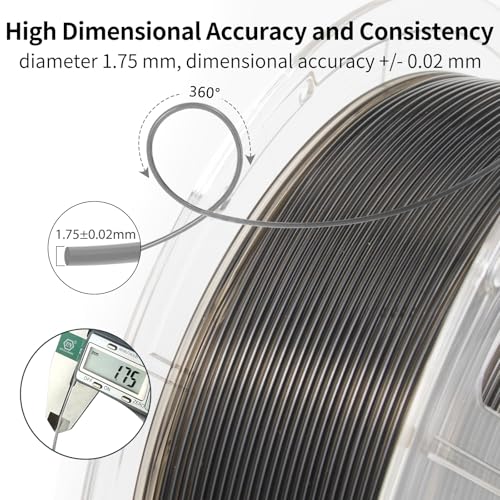 Image of IEMAI Clear PLA Filament 1.75mm Smoke Gray 1kg, Glossy Transparent Finish 3D Printer Filament Up to 600mm /s High Speed Printing for Lampshades, Home Decor & Creative DIY