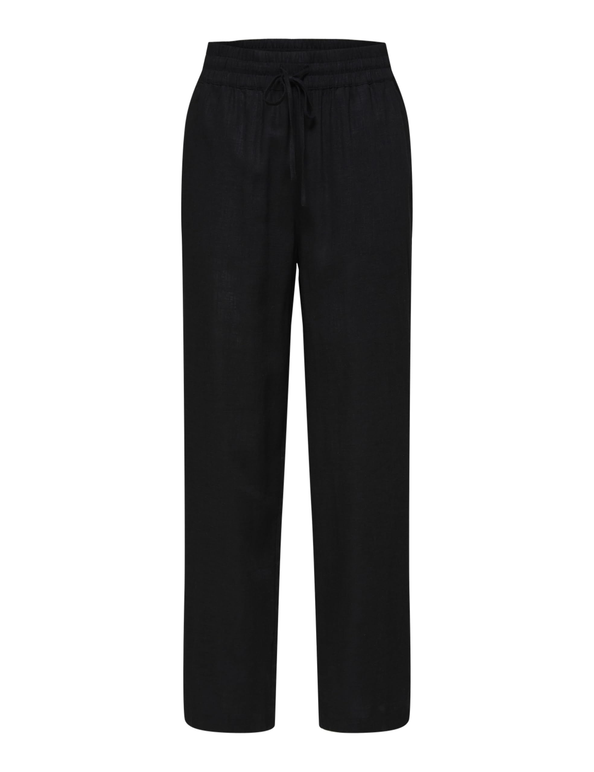 SELECTED FEMME Womens Slfviva-gulia Hw Long Linen Pant Noos Trousers, Black, 16 UK