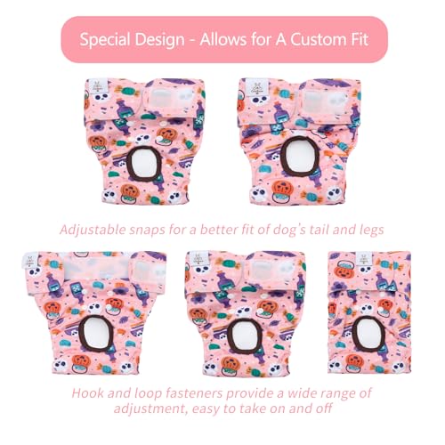 Image of CuteBone Dog Diapers Female Washable Small Medium Large 3 Pack Reusable Doggie Diapers Puppy Period Pants for Doggy Heat Cycle Peeing