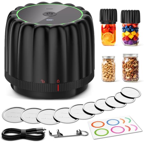 2026 Upgraded Mason Jar Vacuum Sealer Kit - 2500mAh, －80Kpa, 10x Freshness