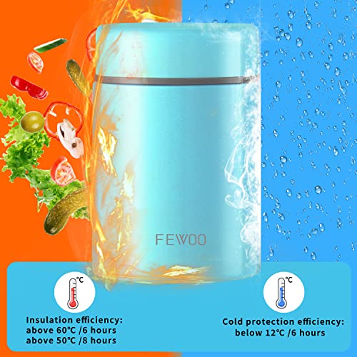 Fewoo Soup Thermos,Food Container For Hot Cold Food, Vacuum Insulated Stainless Steel Lunch Box For Kids Adult,Leak Proof Food Jar For School Office Picnic Travel Outdoors (Blue 13.5 Oz) #TOP7