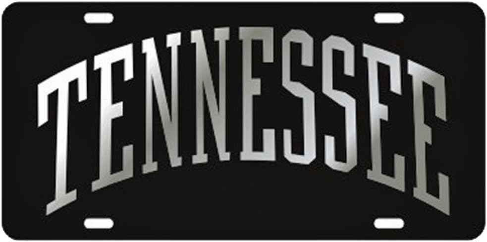Craftique Tennessee Volunteers Black Arched Tennessee Laser Cut License Plate