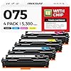 075 – Juego de 4 cartuchos de tóner con chip, negro, cian, amarillo, magenta, repuesto de alta capacidad para tóner 075 075H, compatible con LBP646Cdw MF662Cdw MF664Cdw MF665Cdw LBP647Cdw LBP647Cdw