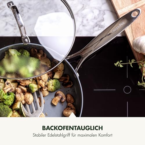 GreenPan GreenPan Valencia Pro Harteloxiertes, gesundes, keramisches Non-Stick 16-teiliges Topf- und Pfannenset, Kochgeschirrset, PFAS-frei, Induktion, spülmaschinenfest, backofenfest, grau - Verwendungsansicht 7 | Kochtöpfe
