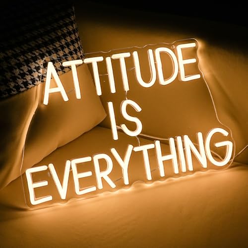 Image of Attitude Is Everything Neon Sign Dimmable Switch Warm White Led Light Sign for Wall Decor Inspirational Neon Light for Home Office School Art Wall Decor (16.5''*10.6'')