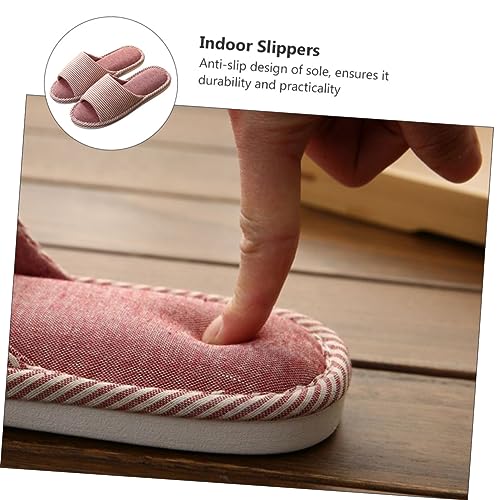 VALICLUD 1pair Indoor Cloth Slippers for Women Comfortable House Footwear - Sole Stylish Striped Pattern Wear-resistant Seasons and Home Use3