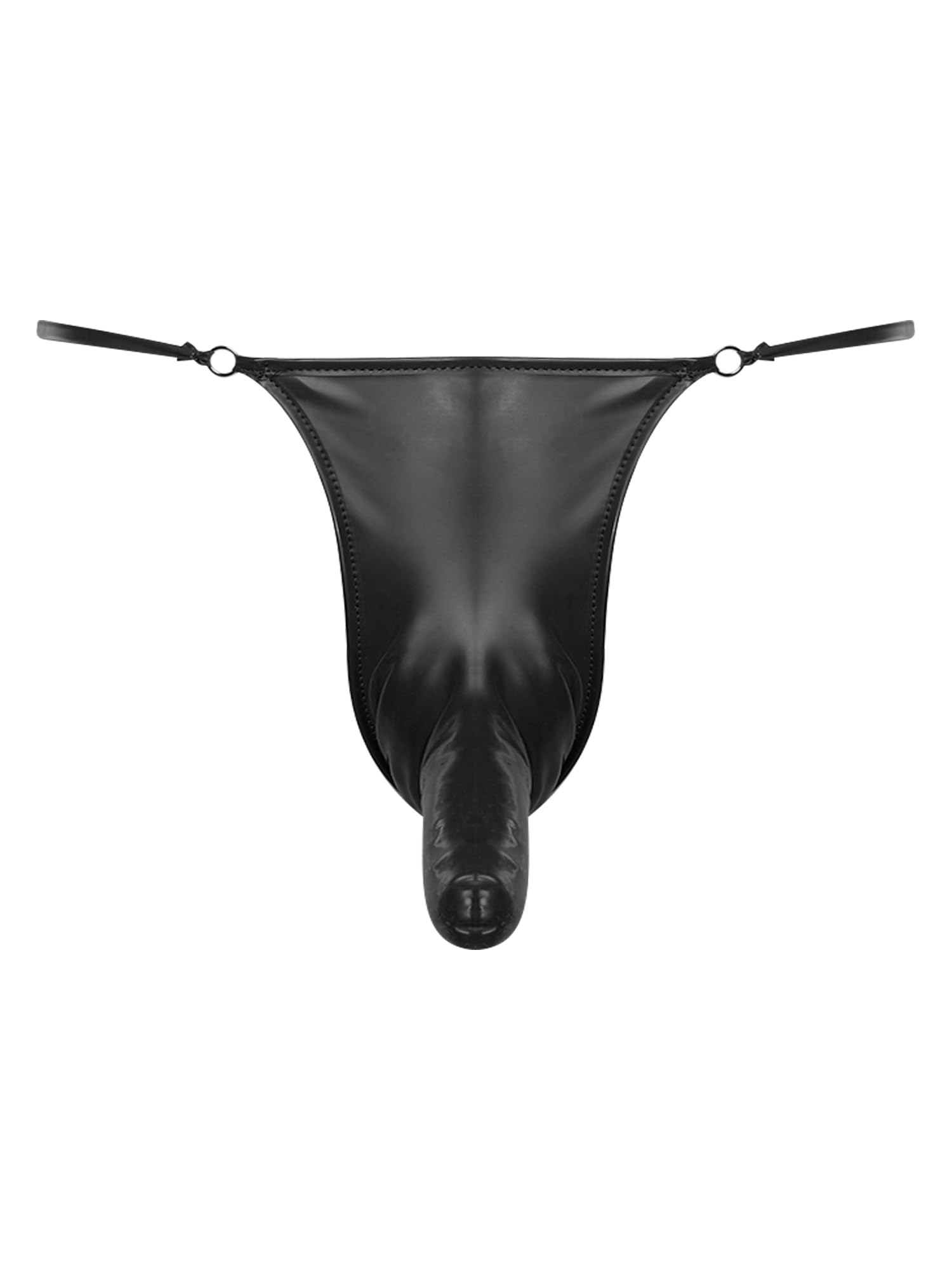 Herren Nylon Tangas Latex Slip mit Penishülle T-Rücken Strings Bikini-Unterhose Brief Erotik Dessous Reizwäsche Clubwear