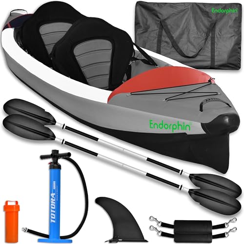 Kajak Aufblasbar - 2 Personen - Drop Stitch Boot - 2er Sitz mit Paddel -...