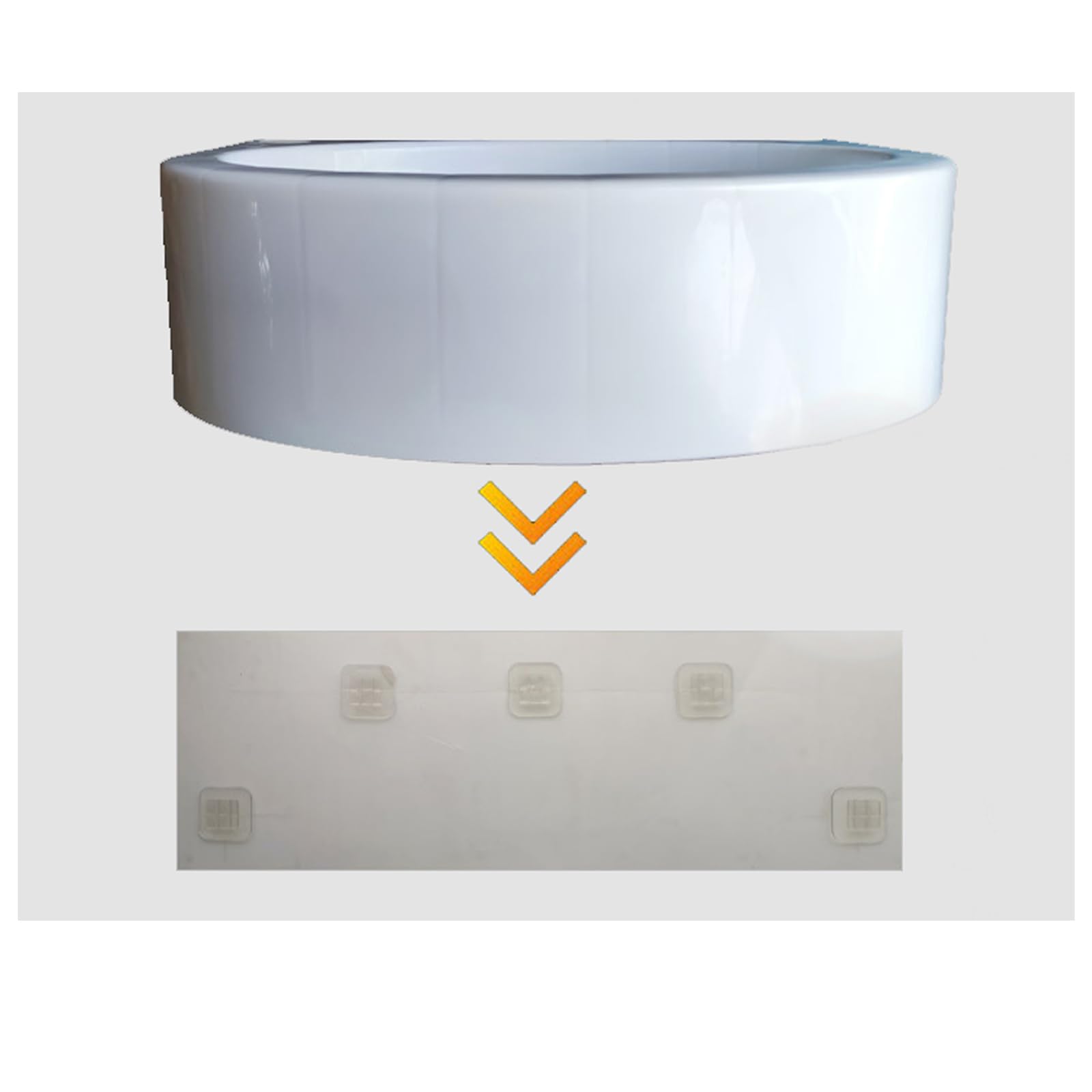 Lavello semicircolare, lavello di plastica con tubo di drenaggio, piccolo applicazione del lavello del bagno, uso interno ed esterno[Tubo di drenaggio della testa d'acciaio 75cm]