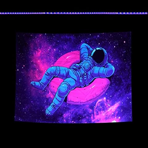HOLAVIDA Astronaut Tapestry UV Reactive Blacklight Spaceman Wall Hanging for Bedroom Dorm Wall Decor(150cm×130cm) Cover