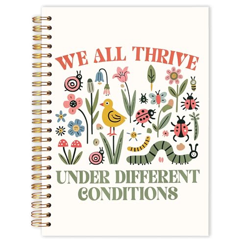Qabliqo Mental Health Spiral Notebook 5.5x8.3, Neurodiversity Autism Gifts Journal, We All Thrive Under Different Conditions Notebook Journal for Note Taking, Therapy Office School Supplies