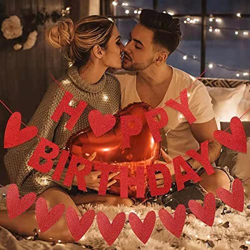Image of FestikoValentines Day Birthday Banner for Valentine's Day Decoration Heart Banner for Valentines Day Birthday Party Decorations Supplies, 3Pcs
