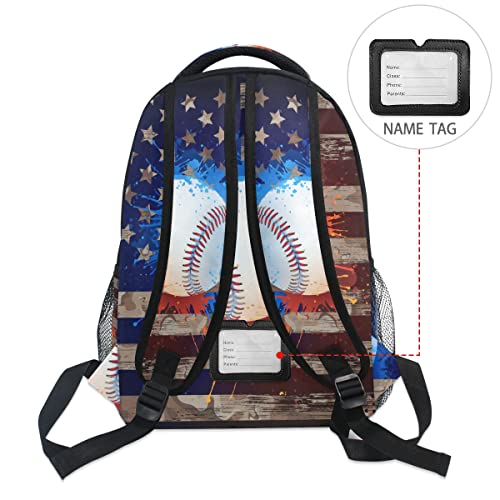 Fisyme American Flag Baseball Backpack Laptop Bag Daypack Travel Hiking School Backpacks For Men Women Kids Girls Boys #TOP3