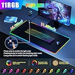 Mouse Pad with Phone Holder, Wireless Charging Desk Mat, RGB Gaming Mousepad Home Office Large Desk Pad with Ultra-Smooth Surface, Non-Slip Base, Waterproof Keyboard Pad, Classic Black Desk Mat - Image 4