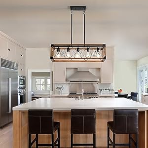 Dining Room Light Fixture, Farmhouse Chandelier, Kitchen Island Lighting, Rustic 5 Light Pendant Chandeliers, Country Wood Island Lights Dining Room Light Fixture Farmhouse Chandelier Kitchen Island Lighting Rustic 5 Light Pendant Chandeliers Country Wood Island Lights