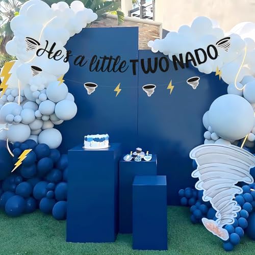 Image of Sursurprise Two Nado Birthday Party Decorations for Boys, He's a Little Two Nado Banner Black Tornado Sign, Tornado 2 Year Old Birthday Decor Supplies