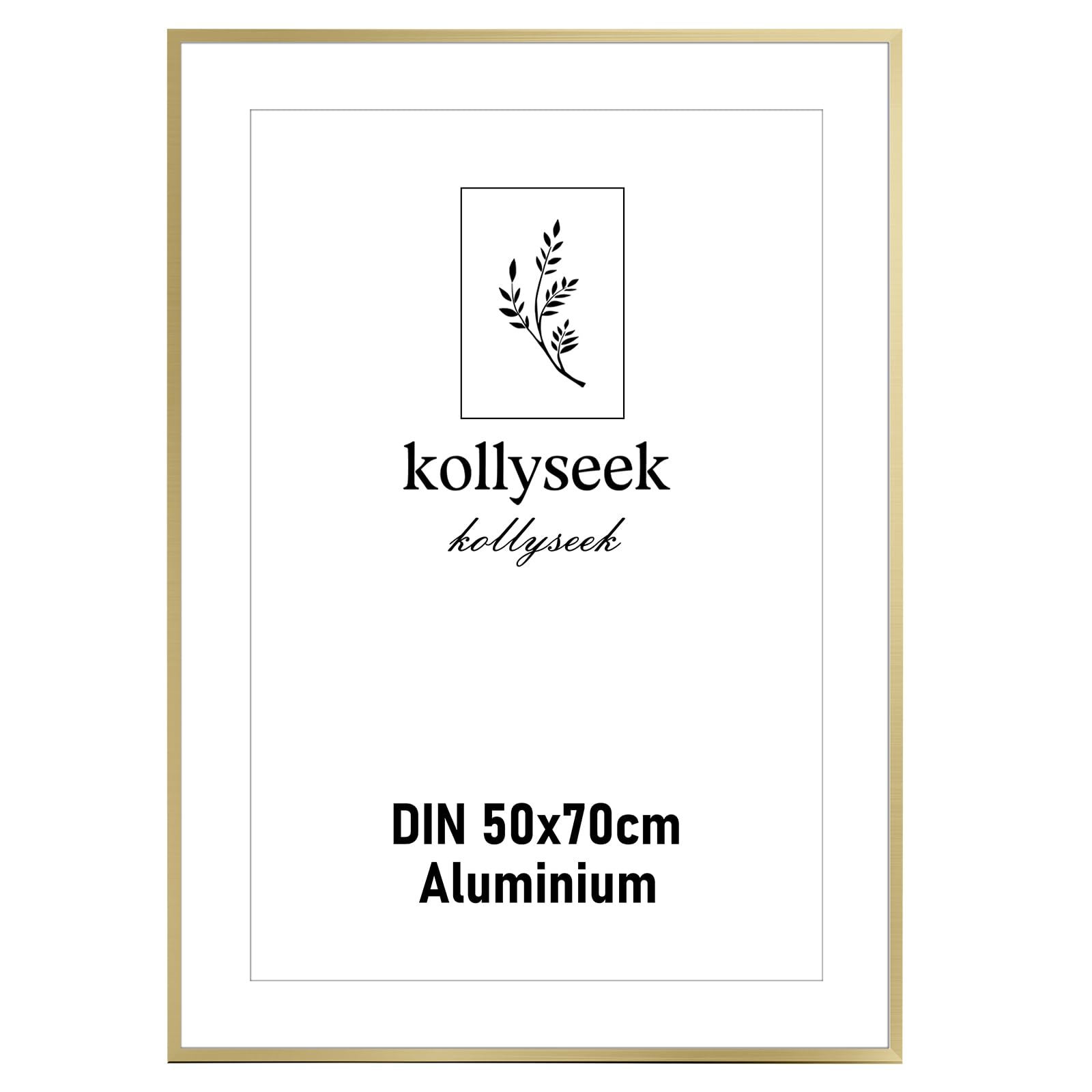 kollyseek marco de fotos de aluminio 50 x 70 cm marco de metal negro para póster con plexiglás marco de fotos moderno marco de fotos con paspartú para fotos foto póster oro