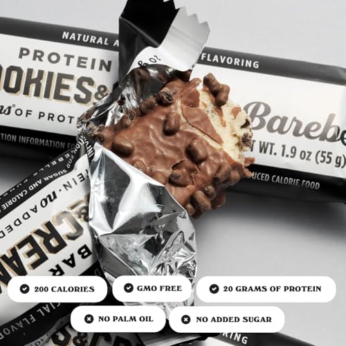 Image of Barebells Protein Bars - Protein Snacks with High Protein - Chocolate Protein Bars - Perfect on The Go Protein Snack & Breakfast Bars (12 Count (Pack of 2), Cookies and Cream)