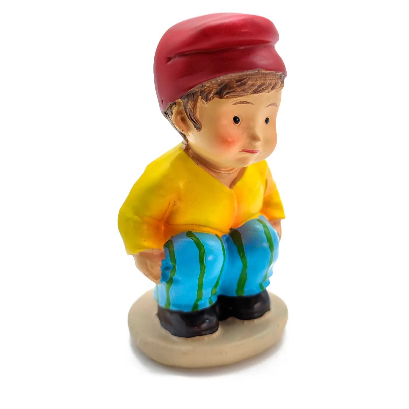Tradineur - Figura de caganer catalán para Belén - Estilo naïf - Marmolina - Adorno Divertido para Nacimiento, Navidad, decoración Tradicional, 9 x 4,5 x 4,5 cm